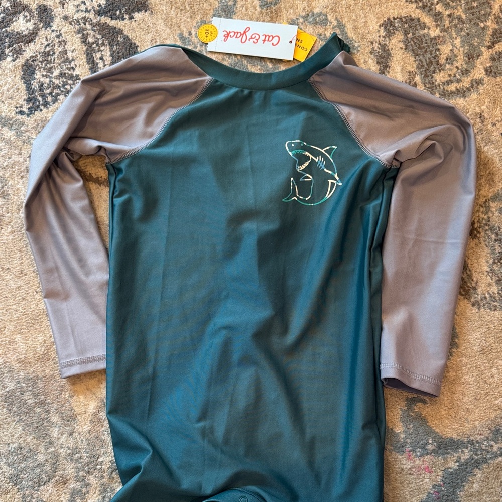 Cat & Jack Teal and Gray Shark Rashguard